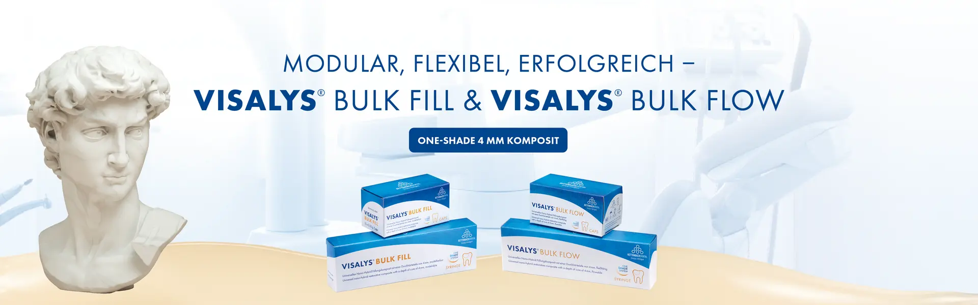 Modular, flexibel, erfolgreich: VISALYS BULK FILL & VISALYS BULK FLOW, One-Shade 4mm Komposit