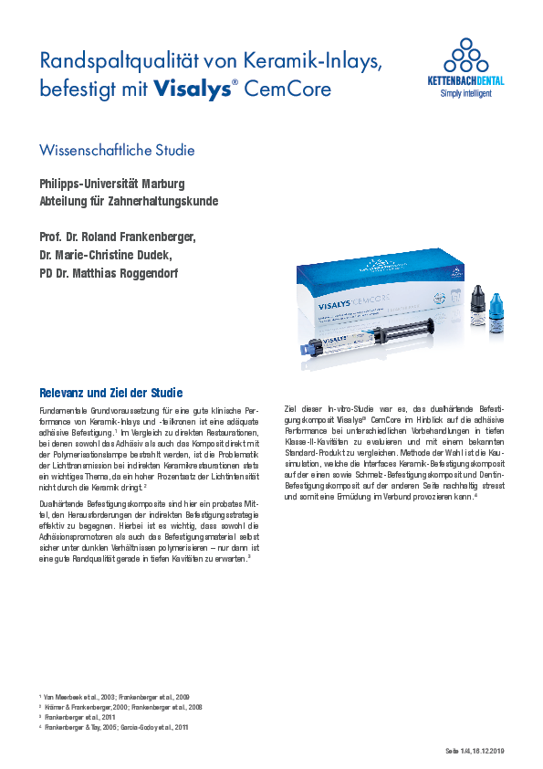 Randspaltqualität von Keramik-Inlays