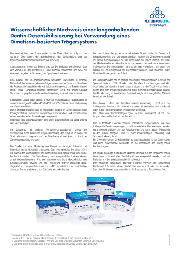 Wissenschaftlicher Nachweis einer langanhaltenden Dentin-Desensibilisierung bei Verwendung eines Dimeticon-basierten Trägersystems
