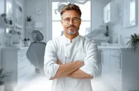 Zufriedener Zahnarzt in Praxis